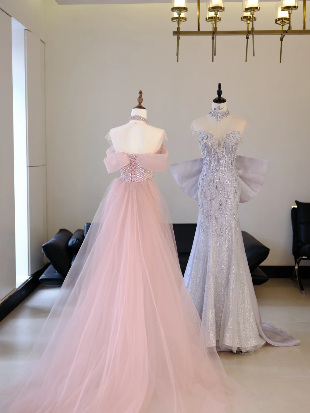 Robe de bal sirène rose à épaules dénudées et perles argentées, robe longue de soirée, tenue d'anniversaire, robe de remise de diplôme, RB2038