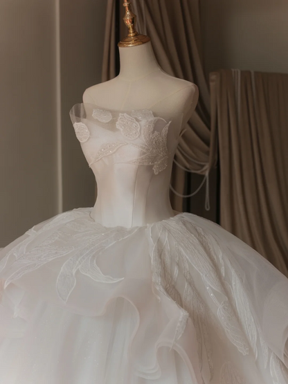 Robe de bal éthérée, bustier, sans manches, en tulle, corset ajusté, longue robe de mariée, robes de mariée en dentelle, RB2041