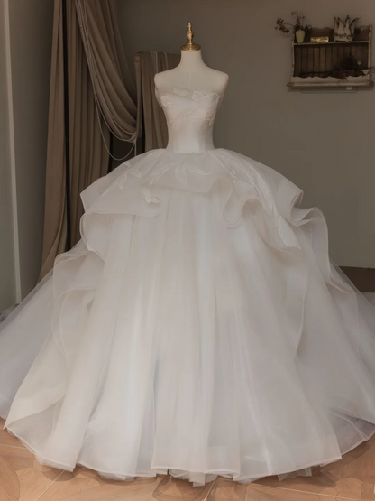 Robe de bal éthérée, bustier, sans manches, en tulle, corset ajusté, longue robe de mariée, robes de mariée en dentelle, RB2041