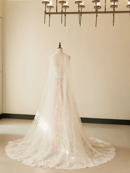 Robe de mariée sirène à épaules dénudées et manches longues en dentelle, corset ajusté, robe de mariée blanche RB2036