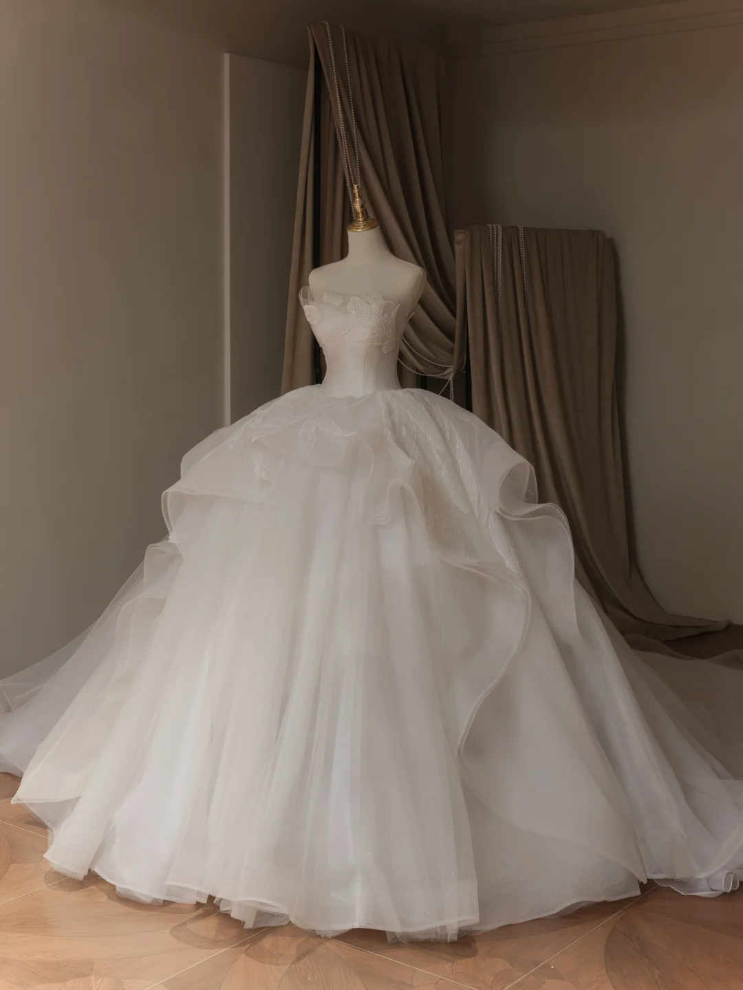 Robe de bal éthérée, bustier, sans manches, en tulle, corset ajusté, longue robe de mariée, robes de mariée en dentelle, RB2041