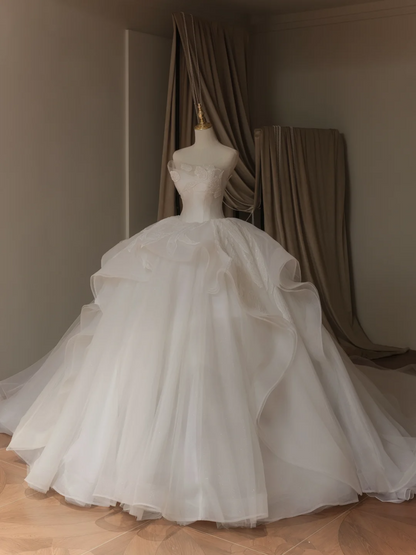 Robe de bal éthérée, bustier, sans manches, en tulle, corset ajusté, longue robe de mariée, robes de mariée en dentelle, RB2041
