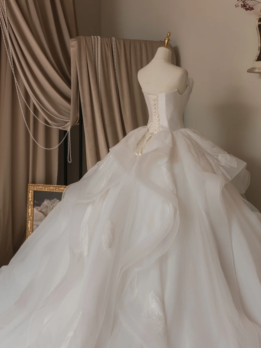 Robe de bal éthérée, bustier, sans manches, en tulle, corset ajusté, longue robe de mariée, robes de mariée en dentelle, RB2041