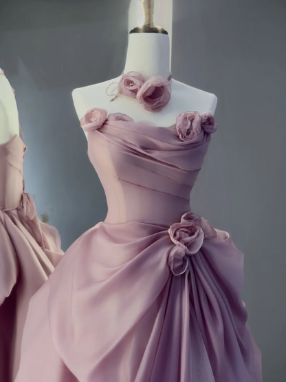 Charmante robe de bal bustier rose, inspiration pour les adolescentes, tenues de soirée formelles, idées de robes de bal RB2048