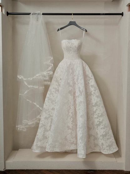 Robe de bal éthérée, bustier, sans manches, en dentelle, corset ajusté, longue robe de mariée, robes de mariée en dentelle RB2050