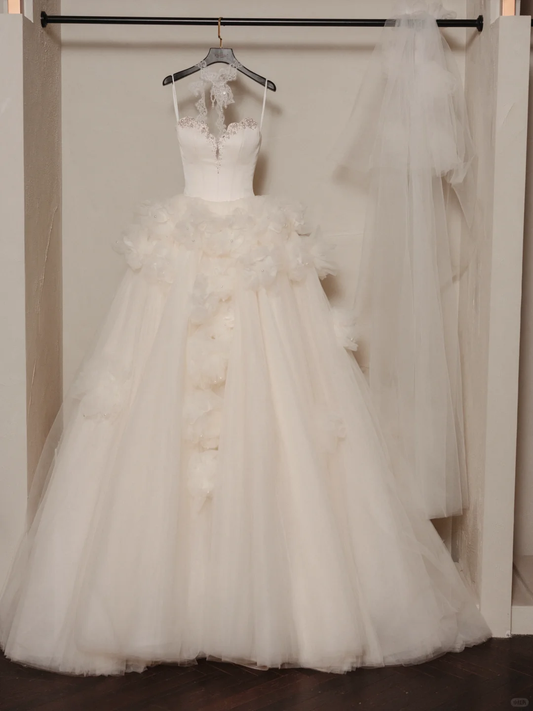 Ethereal Ball Gown Sweetheart Fitted Corset Sleeveless Tulle Wedding Dress Bride Gowns Wedding Dresses RB2060