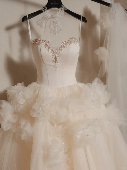 Robe de mariée en tulle, décolleté en cœur, coupe ajustée, sans manches, style sirène, RB2060