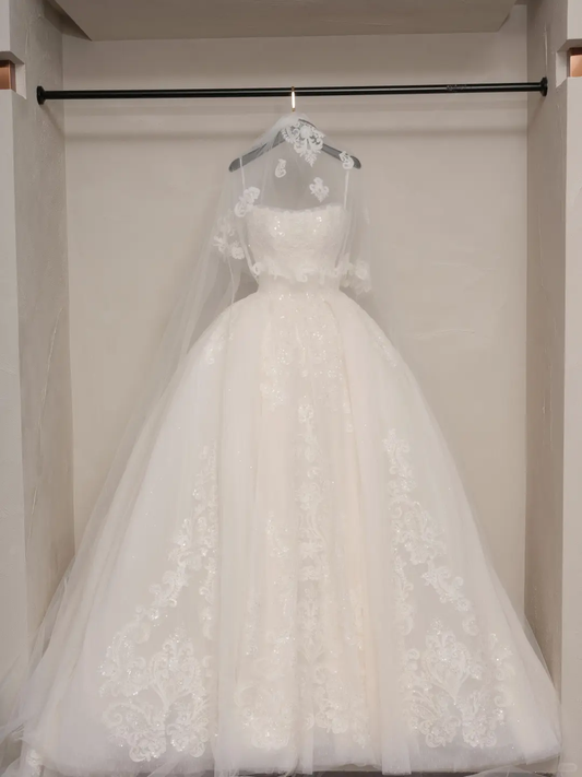 Vintage Ball Gown Strapless Sleeveless White Fitted Corset Long Wedding Dress Bride Gowns Wedding Dresses RB2063