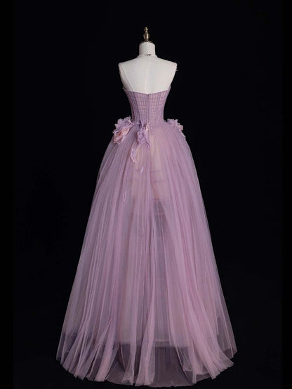 Beautiful Ball Gown Strapless Lilac Tulle Prom Dresses For Teens Formal Dress Party Outfits Prom Gown RB2080