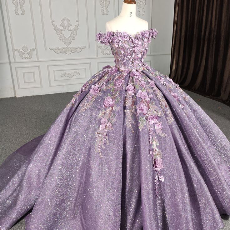 Charmante robe de bal à épaules dénudées, motif raisin clair, longue robe de Quinceanera à paillettes, Sweet 15/16, RB2083