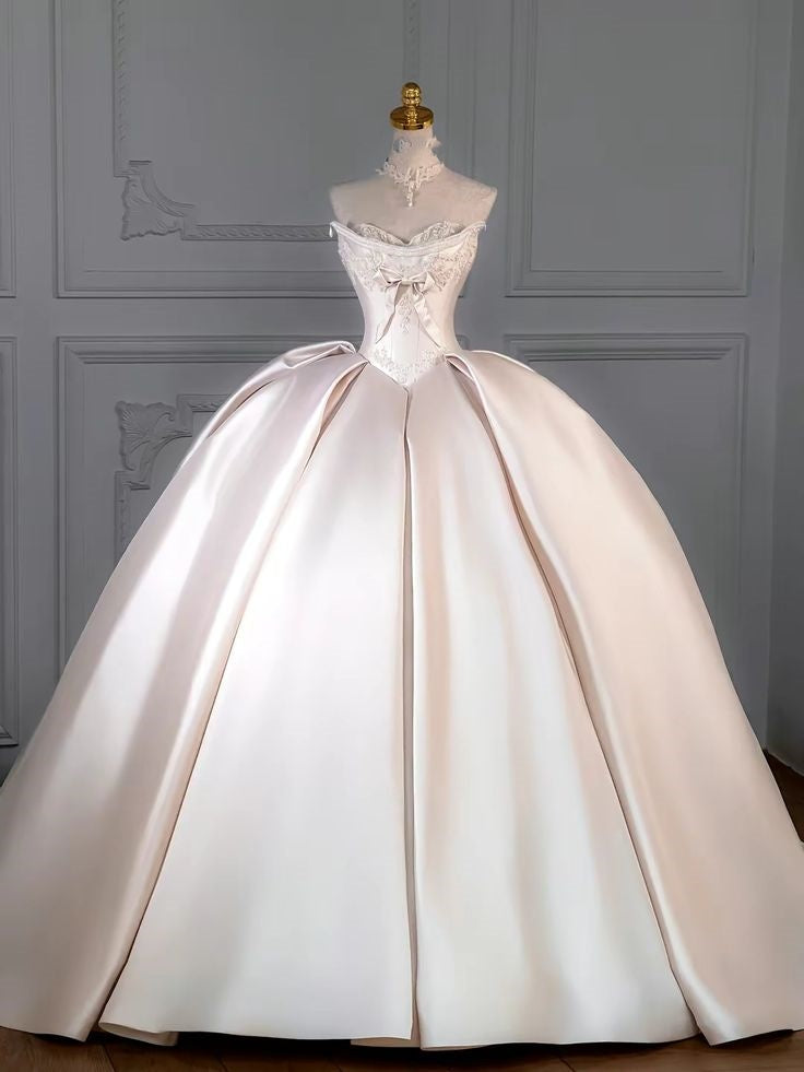 Robe de mariée longue en satin, décolleté en cœur, sans manches, coupe ajustée, corset, RB2092