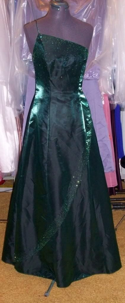 Vintage A Line Strapless Dark Green Taffeta Long Prom Dresses Inspiration Formal Gown RB2096