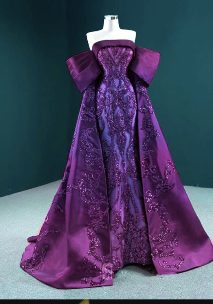 Beautiful Mermaid Strapless Grape Sequin Prom Dresses For Teens Formal Dress Party Outfits Prom Gown RB2108