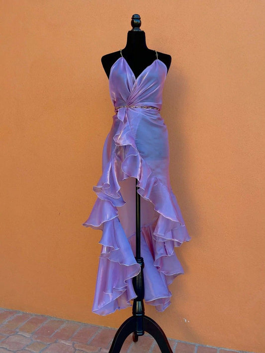 Schöne High Low Neckholder Trauben Ballkleider für Teenager Formelle Kleidung Party Outfits Abendkleid RB2109