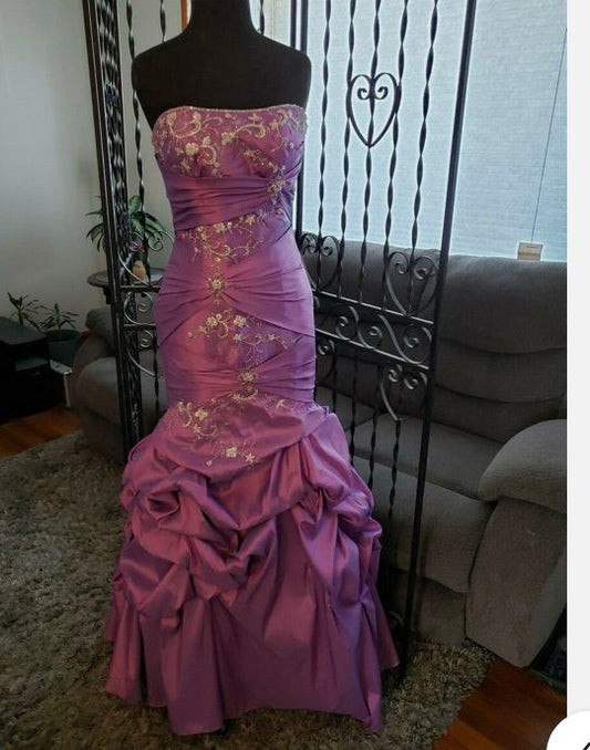 Robe de bal vintage sirène bustier sans manches en taffetas raisin années 90, robe de soirée élégante, robe de princesse de remise de diplôme RB2142