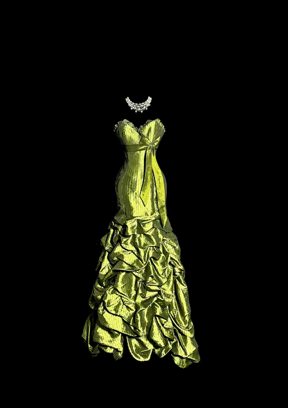 Charmantes robes de bal sirène en satin vert avec volants, longues tenues de soirée N3424