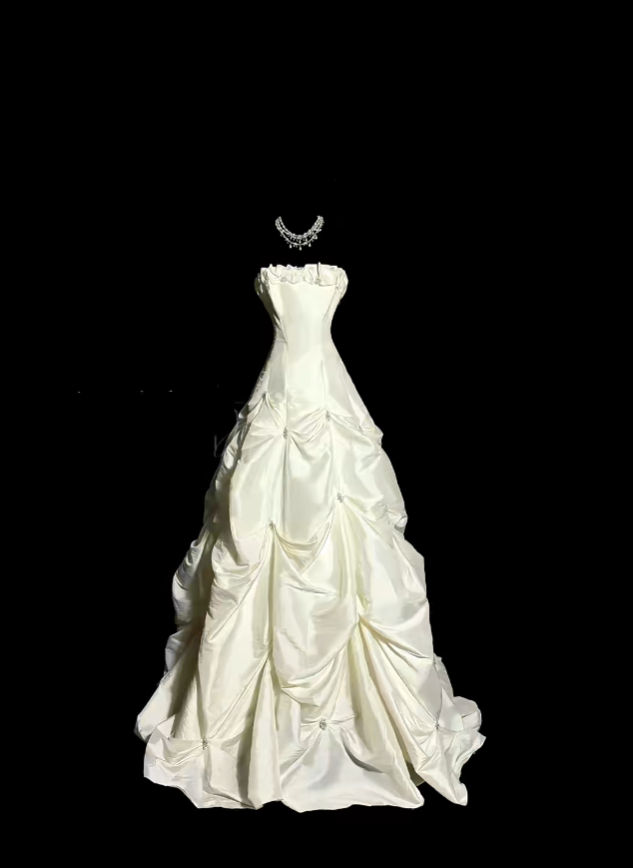 Robes de mariée uniques, robe de bal, bustier, ivoire avec volants, perles, longue robe de mariée N3426