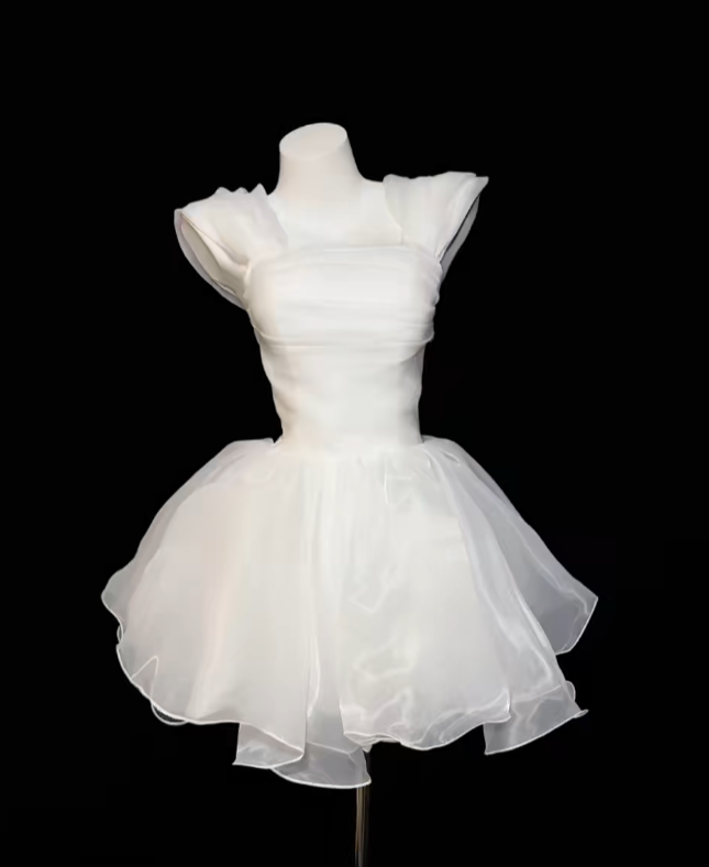 Éblouissante Robe de Bal Col Carré Idées de Tenues pour Adolescentes Filles Inspo Courte Blanche 16 Robes Hoco Robe de Bal RB3073