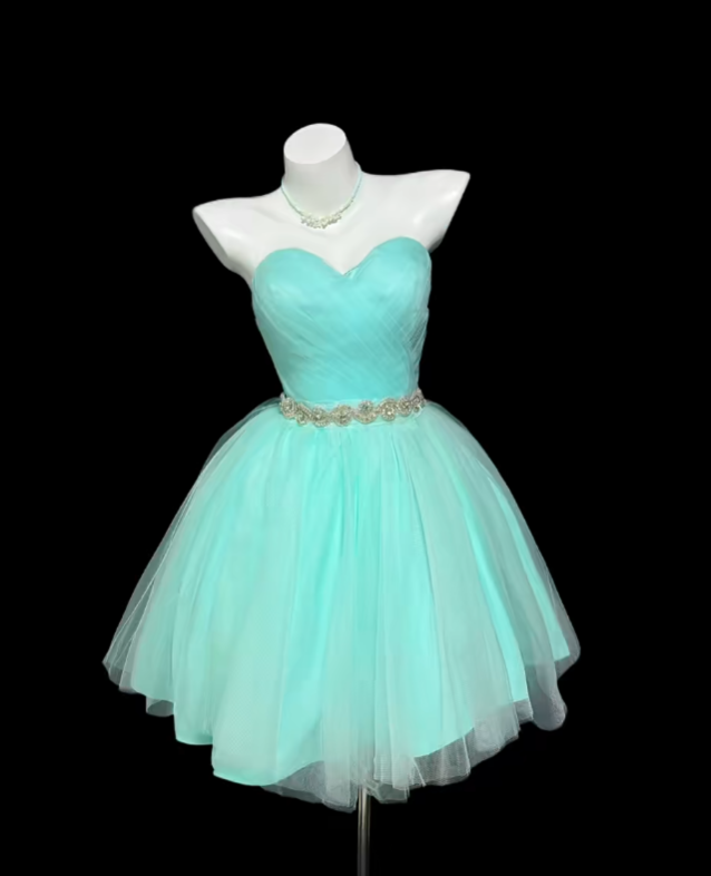 Süßes Ballkleid Sweetheart Tiffany Blue Tüll Mini Senior Inspo Kurze Party Outfits Formelle Homecoming Kleider RB3077