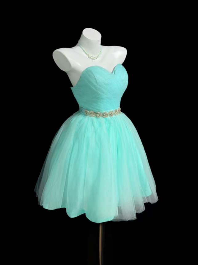 Süßes Ballkleid Sweetheart Tiffany Blue Tüll Mini Senior Inspo Kurze Party Outfits Formelle Homecoming Kleider RB3077