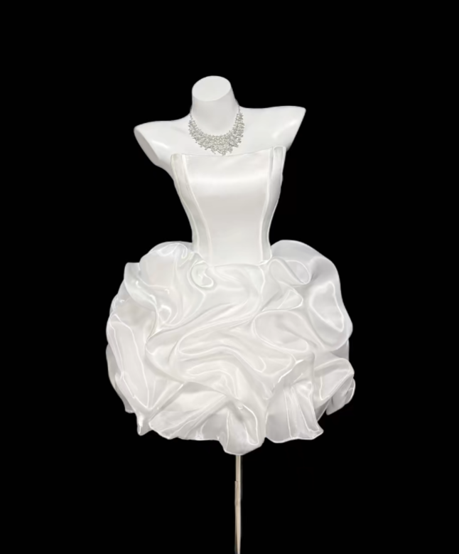 Jolie robe de bal bustier blanche pour femmes, filles, adolescentes, remise des diplômes, mini, inspiration pour les seniors, tenues d'anniversaire pour 16 ans, robes de bal de promo RB3086