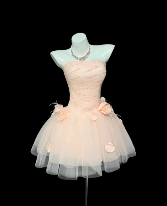 Ästhetisches Ballkleid Trägerloses Rouge Pink 16. Geburtstag Outfit Ideen für Teenager Inspo Kurzes Hoco Kleid Homecoming Kleider RB3089