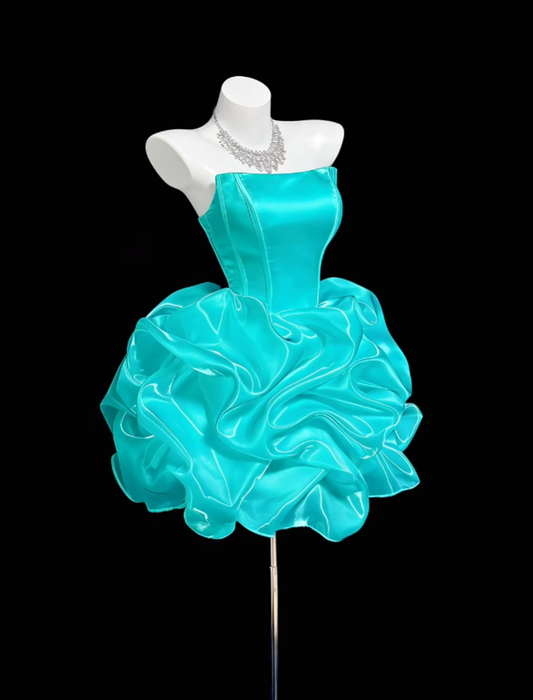 Ästhetisches Ballkleid Trägerlos Blau 16. Geburtstag Outfit-Ideen Für Teenager Inspo Kurzes Hoco Kleid Homecoming Kleider RB3091