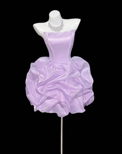 Ästhetisches Ballkleid Trägerloses Flieder 16. Geburtstag Outfit Ideen für Teenager Inspo Kurzes Hoco-Kleid Heimkehrkleider RB3094