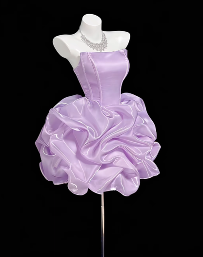 Ästhetisches Ballkleid Trägerloses Flieder 16. Geburtstag Outfit Ideen für Teenager Inspo Kurzes Hoco-Kleid Heimkehrkleider RB3094
