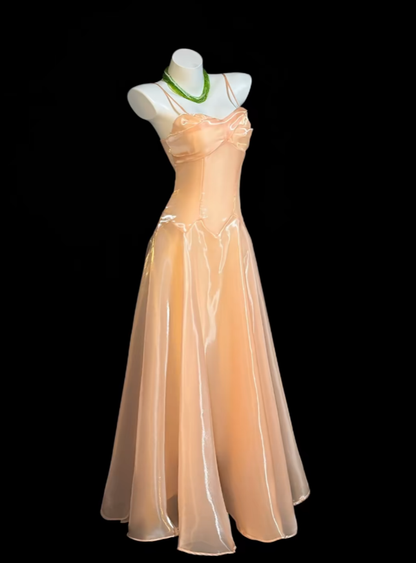 Bescheidenes A-Linien-Spaghettiträger-Kleid in Orange zum 16. Geburtstag, ärmellos, Abendkleid, Ballkleid, formelle Kleider RB3095
