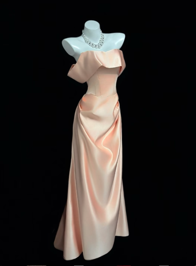 Robe d'anniversaire modeste rose pâle sirène épaules dénudées sans manches pour bal de promo ou soirée formelle RB3111