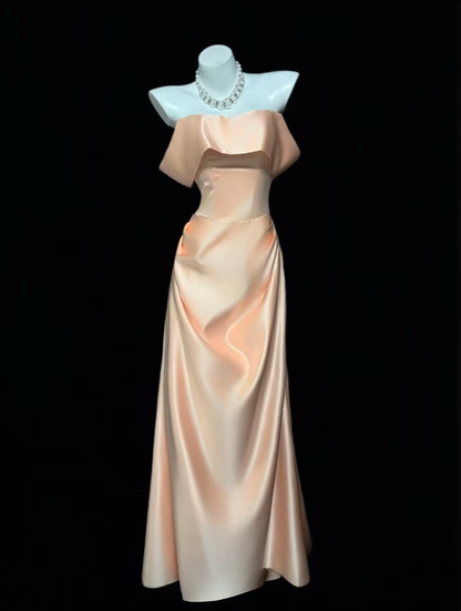 Robe d'anniversaire modeste rose pâle sirène épaules dénudées sans manches pour bal de promo ou soirée formelle RB3111