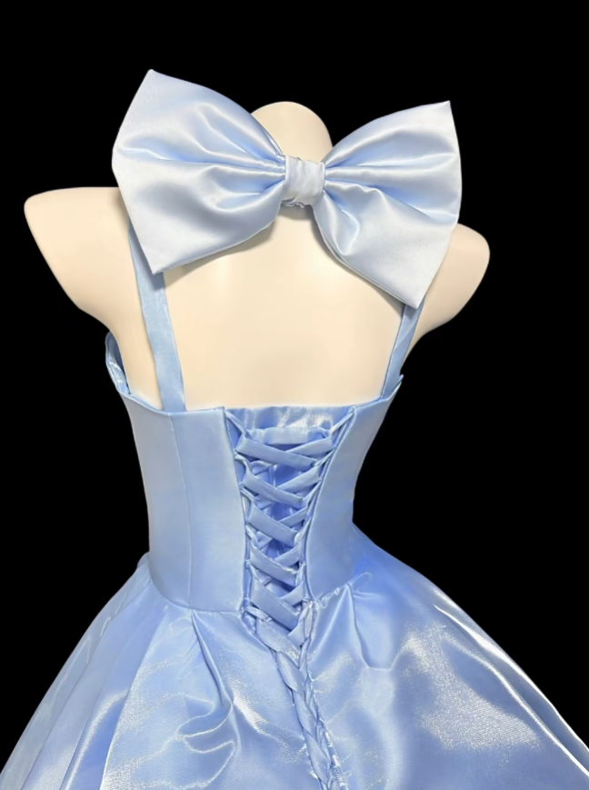Robe de bal de fée bleue, corset ajusté, robe de remise de diplôme, mini-inspiration pour les seniors, robe courte de retour à la maison RB3112