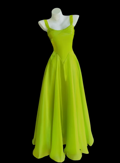 Bescheidenes A-Linien-Kleid mit eckigem Ausschnitt, grün, für den Geburtstag, ärmellos, Abend- und Ballkleid, formelle Kleider RB3128