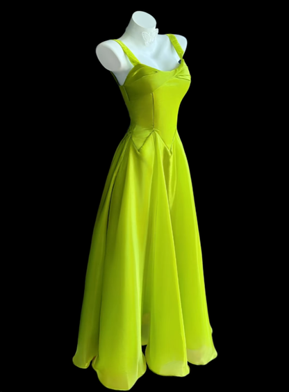 Bescheidenes A-Linien-Kleid mit eckigem Ausschnitt, grün, für den Geburtstag, ärmellos, Abend- und Ballkleid, formelle Kleider RB3128