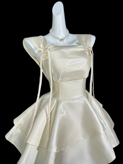Unique Ball Gown Square Neck With Bow University Ideas Homecoming Dress Inspo Short Senior Party Cocktail Outfits RB7023