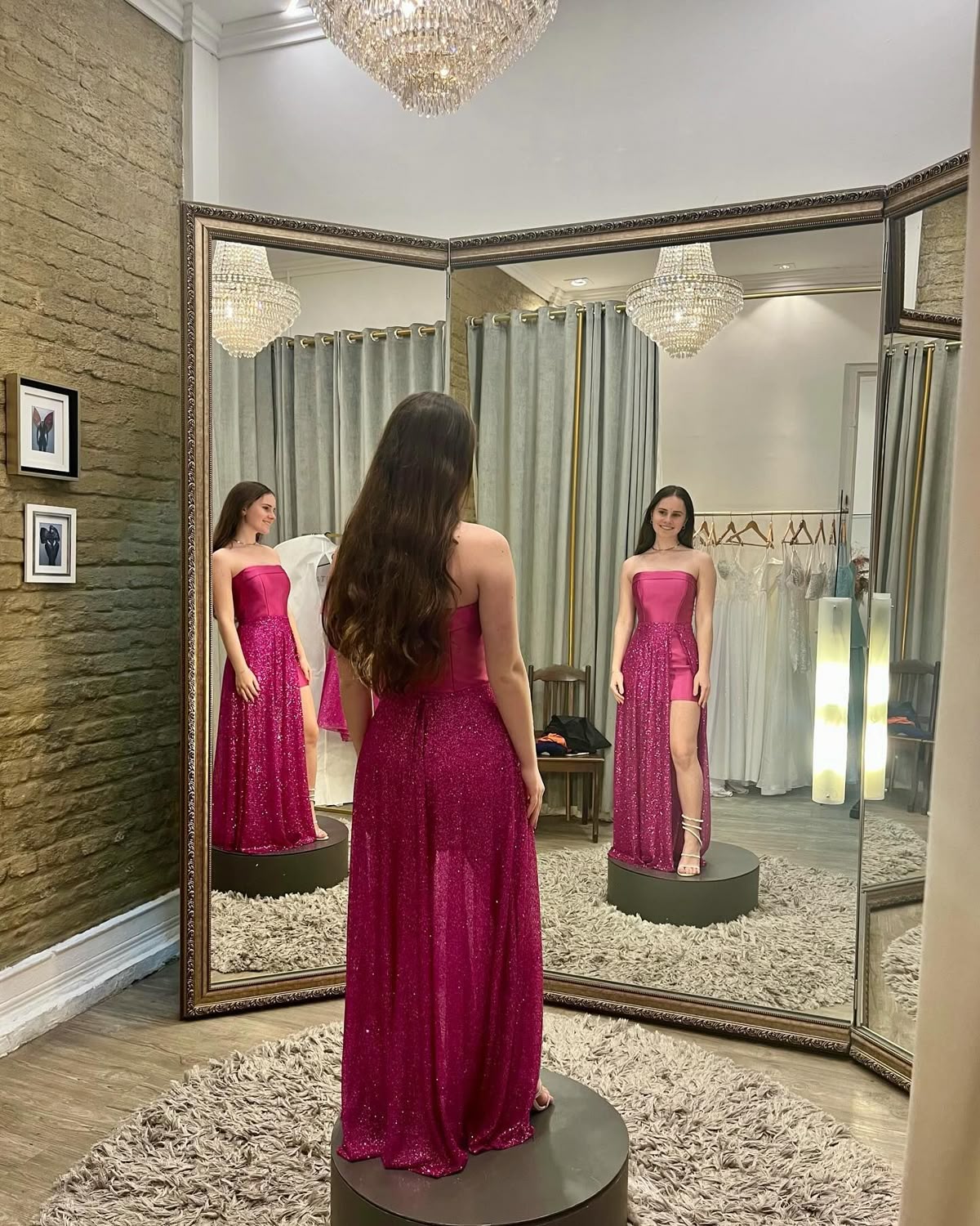 Elegantes Etuikleid, trägerlos, Satin, Pailletten, Fuchsia, Ballkleid, Inspiration, Party, formelle Ballkleider, RB737