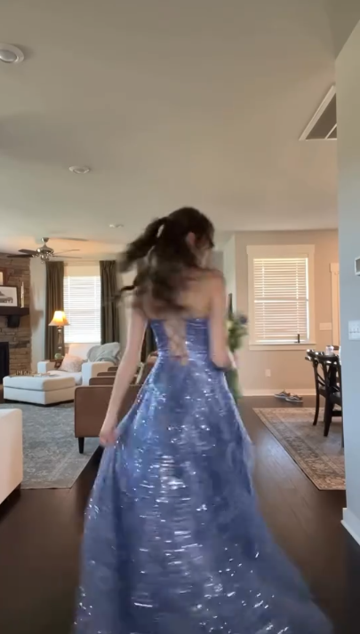 Robe de bal de fin d'année à paillettes lavande, coupe trapèze, dos nu, tenue de soirée, d'anniversaire, de remise de diplôme, RB754