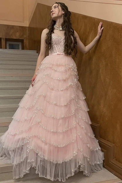Robe de bal mignonne en tulle rose blush et dentelle, tenue de soirée pour 20e anniversaire, robe de remise de diplôme RB807
