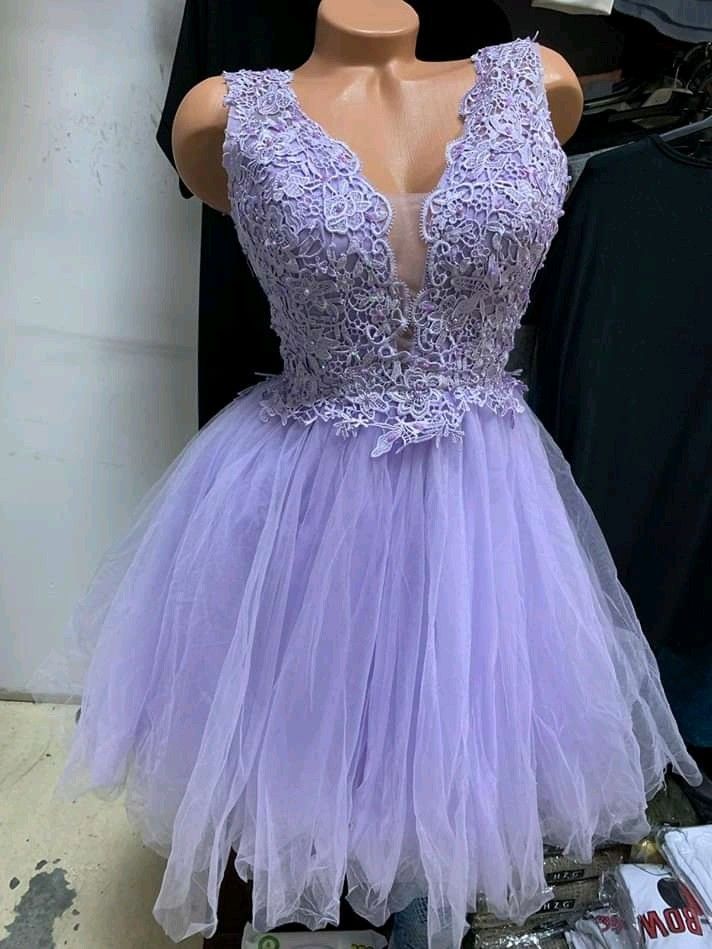 Cute A Line V Neck Lilac Short Lace 18th Birthday Dress Freshman Homecoming Dresses Cocktail Gown RB819