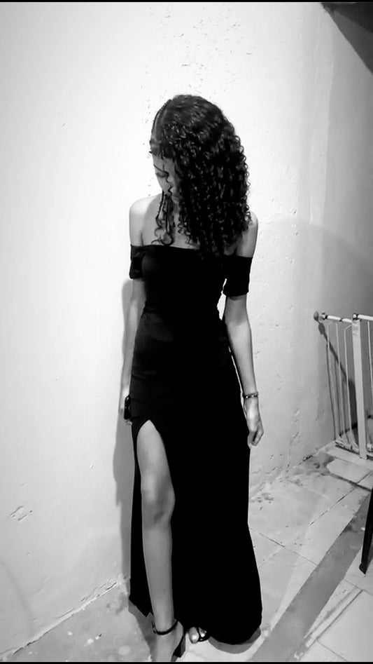 Süßes Etuikleid mit schulterfreiem, schwarzem Schlitz, Ballkleider, Partykleid zum 20. Geburtstag, Outfits, Abschlusskleid RB832