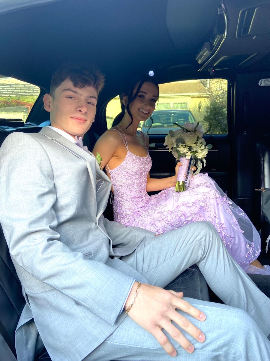 Robe de bal sirène modeste à bretelles spaghetti en tulle lilas et dentelle, robe de bal d'inspiration princesse, robe de remise de diplôme RB849