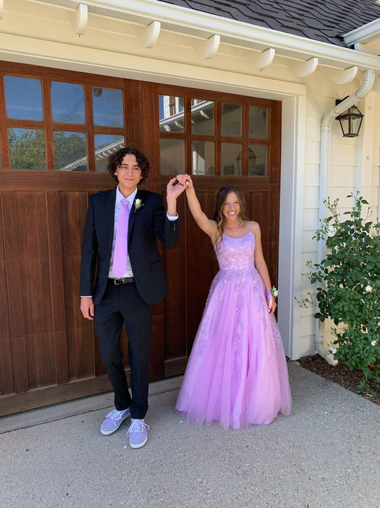 Cute Ball Gown Spaghetti Straps Lilac Tulle Prom Dresses Party Dress 20th Birthday Outfits Graduation Dress RB856
