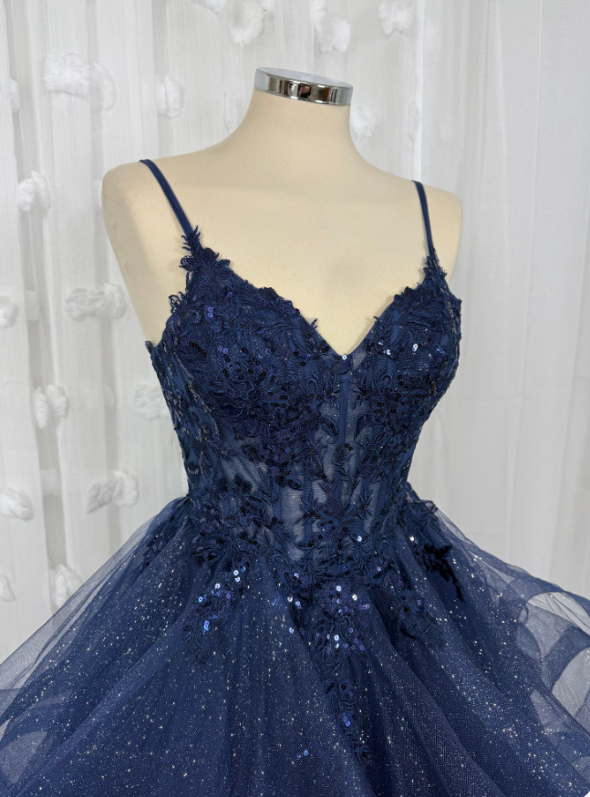 Classy Ball Gown Spaghetti Straps Dark Grape Tulle Lace Prom Dresses Party Dress 20th Birthday Outfits Graduation Dress RB868