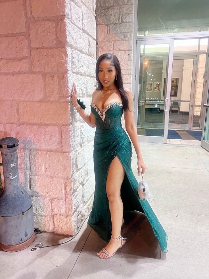 Robe de bal sirène unique à paillettes noires et vertes pour fille, tenue de soirée longue pour 21e anniversaire, robe de remise de diplôme RB928