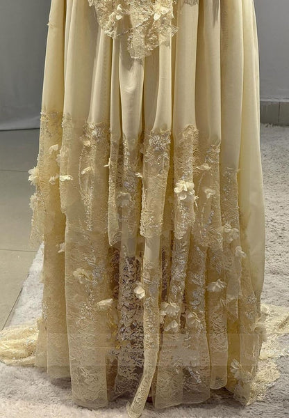 Modest A Line Sweetheart Yellow Chiffon Lace Prom Dresses Inspiration Prom Dress Senior Graduation Dress RB936