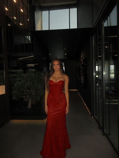Unique Mermaid Sweetheart Champagne Sequins Prom Dresses Long Party Dress 21st Birthday Outfits Graduation Dress RB950