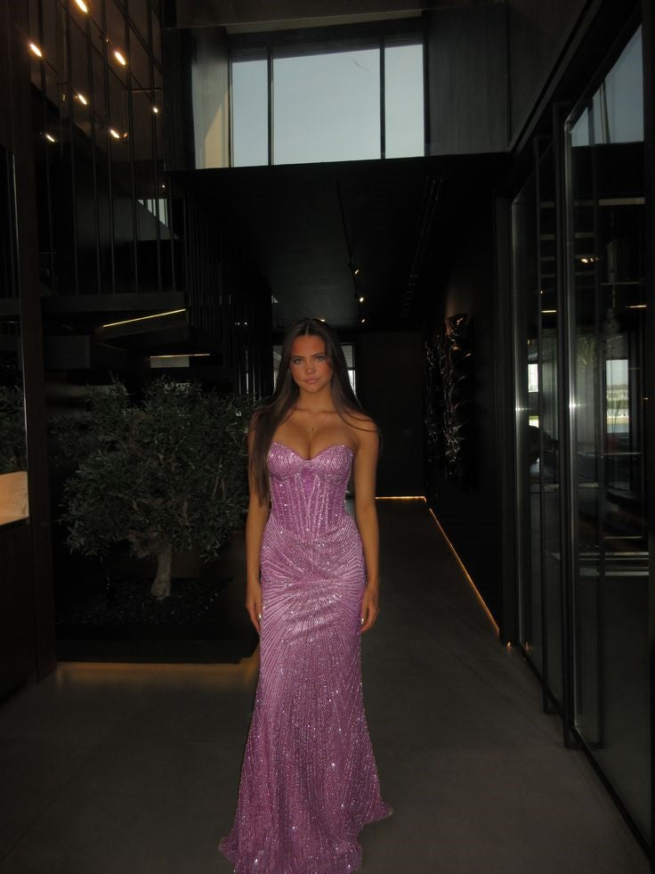 Unique Mermaid Sweetheart Champagne Sequins Prom Dresses Long Party Dress 21st Birthday Outfits Graduation Dress RB950