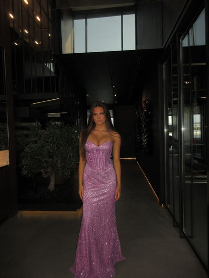 Unique Mermaid Sweetheart Champagne Sequins Prom Dresses Long Party Dress 21st Birthday Outfits Graduation Dress RB950