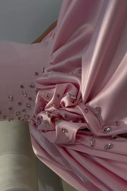 Robe de bal longue en satin rose, coupe trapèze, décolleté en cœur, tenue de soirée pour 23 ans, robe de remise de diplôme, RB954